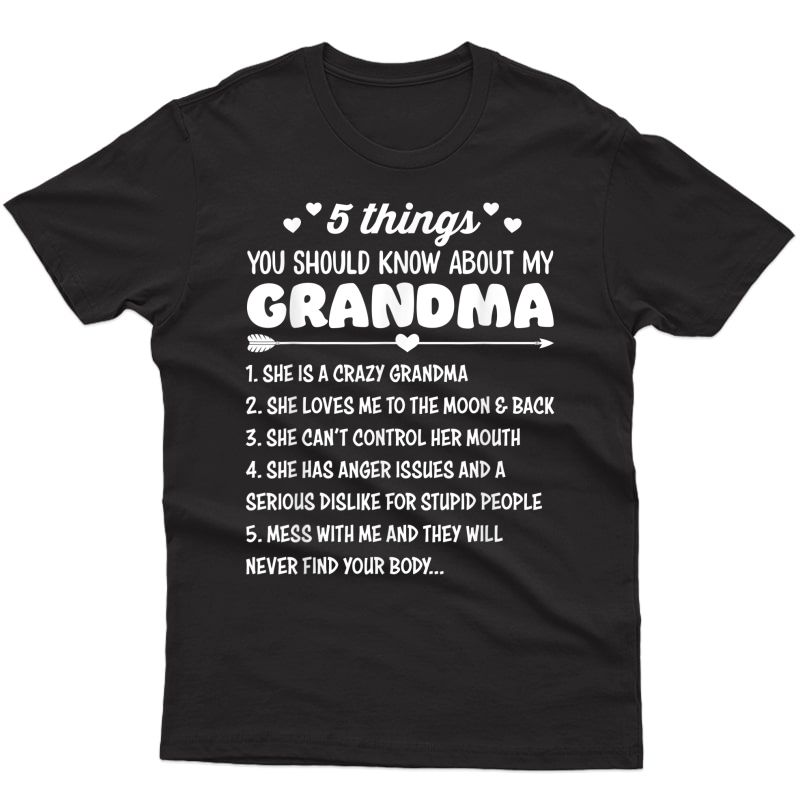 5 Things You Should Know About My Grandma | Funny Grandma T-shirt