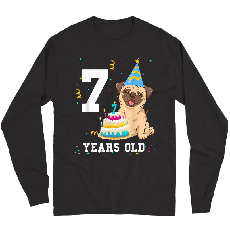 7 Years Old Birthday Pug Dog Lover Party Girls T-shirt Long Sleeve T-shirt