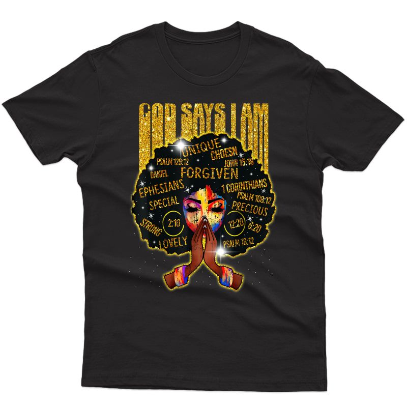 African God Say I Am For - Gold Black Girl Magic T-shirt