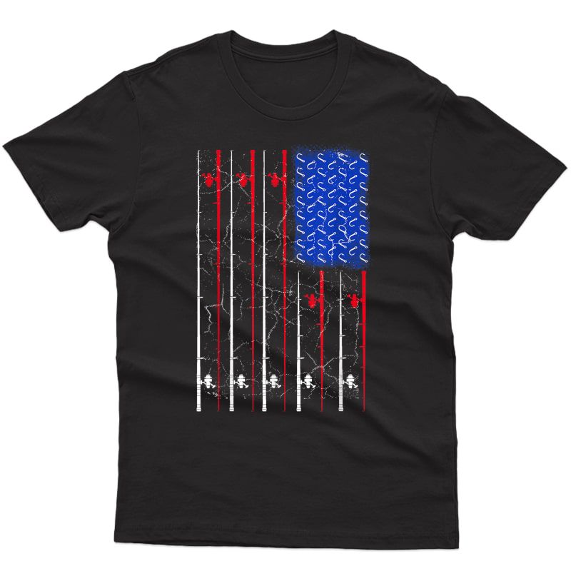 American Flag Fishing T-shirt, Fisherman Independence Day