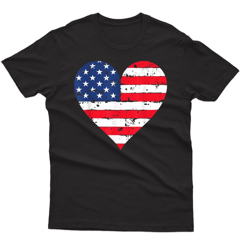 American Flag Heart 4th Of July Usa Patriotic Pride T-shirt