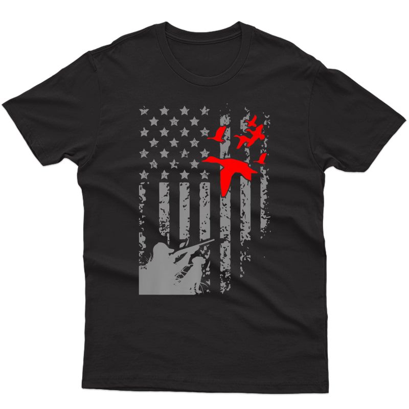 American Flag Patriotic Duck Hunting Waterfowl Geese Gift Premium T-shirt