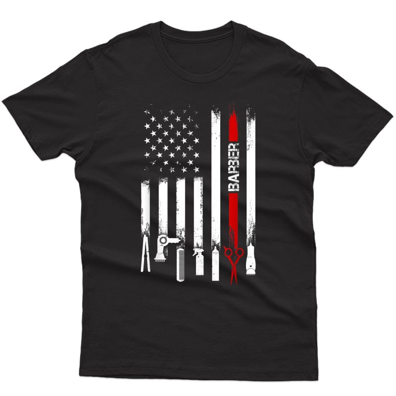 American Flag With Barber Tshirt For Father