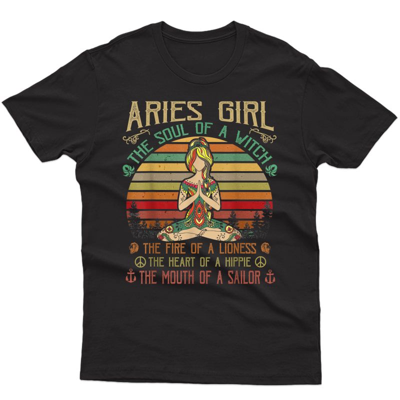 Aries Girl The Soul Of A Witch Birthday Love Yoga Shirts