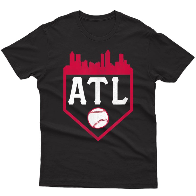 Atlanta Baseball Atl Vintage Home Plate Skyline Brave Gift T-shirt