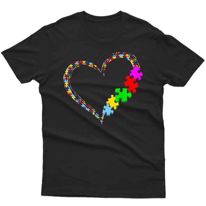 Autism Awareness Love Heart Puzzle Piece Valentines Day Gift T-shirt