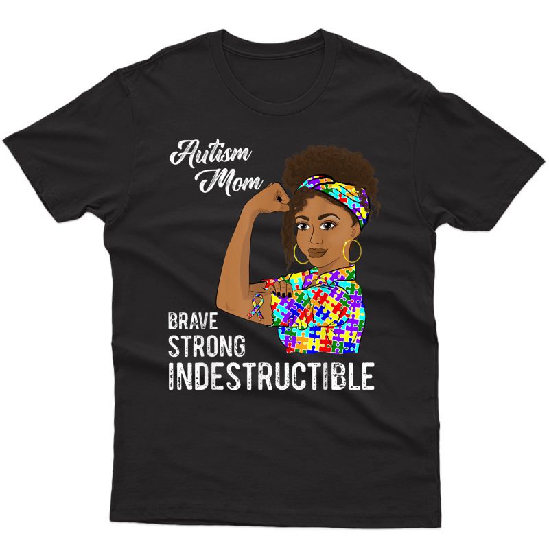 Autism Mom Indestructible Autistic Puzzle Ribbon Awareness T-shirt