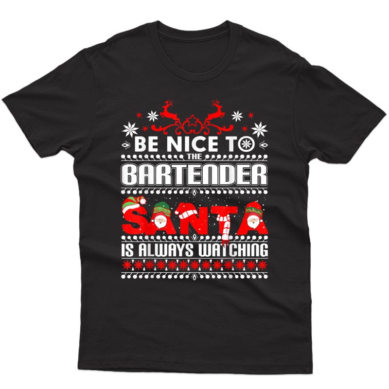 Bartender Ugly Christmas Sweater Gift Funny Bartenders T-shirt