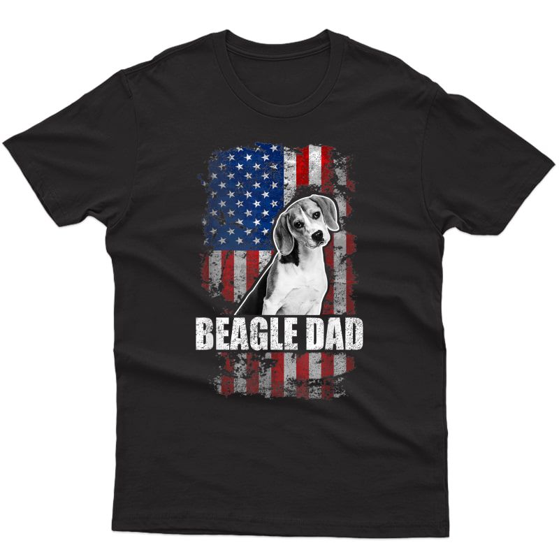 Beagle Dad Shirt Proud American Flag Dog T-shirt