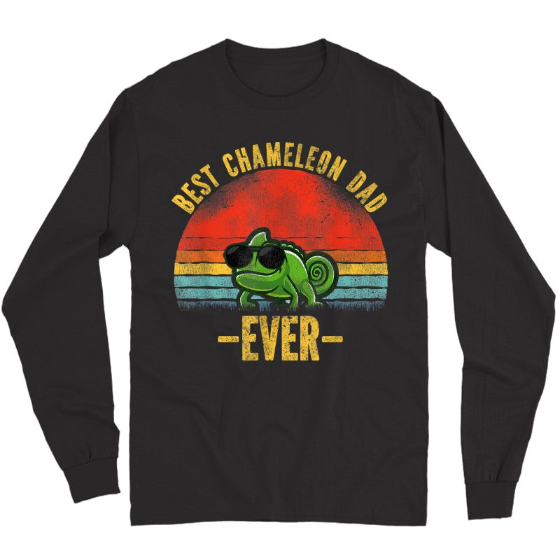 Best Chameleon Dad Ever Vintage Retro Sunset T-shirt Long Sleeve T-shirt