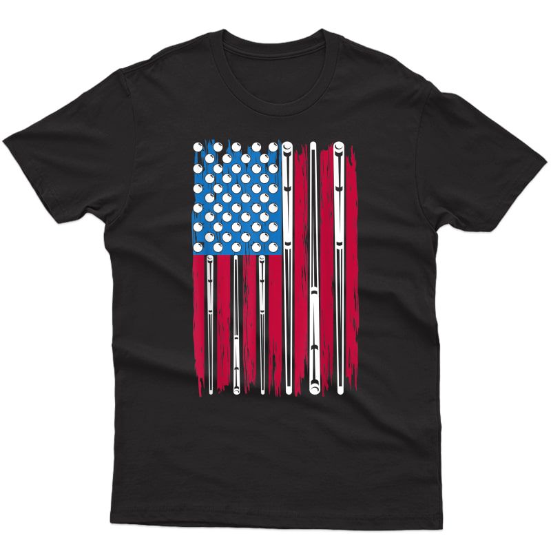 Billiard And American Flag Made For A Pool Billiards Player T-shirt