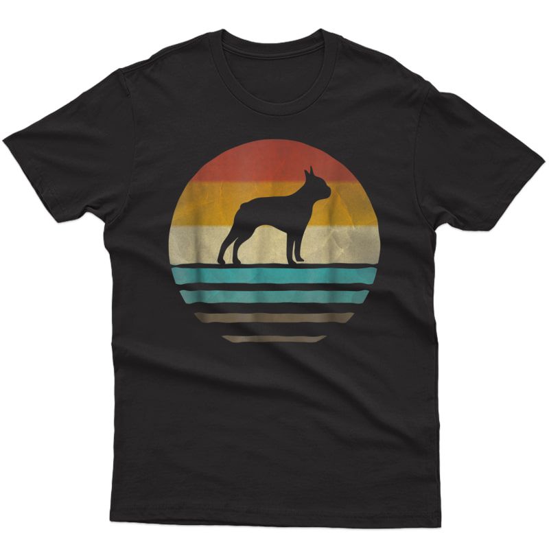 Boston Terrier Dog Shirt Retro Vintage 70s Silhouette Breed