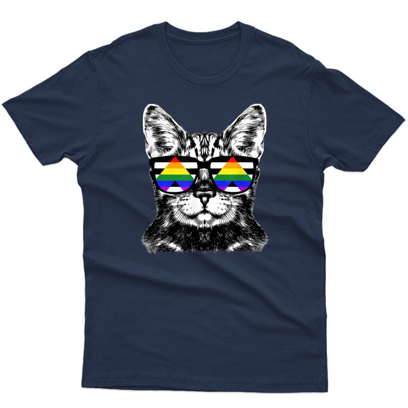 Cat Sunglasses Pride Straight Ally Flag T-shirt