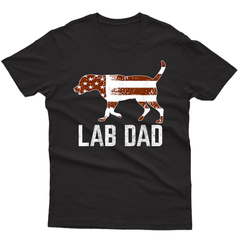 Chocolate Lab Dad Vintage Patriotic Labrador American Flag T-shirt