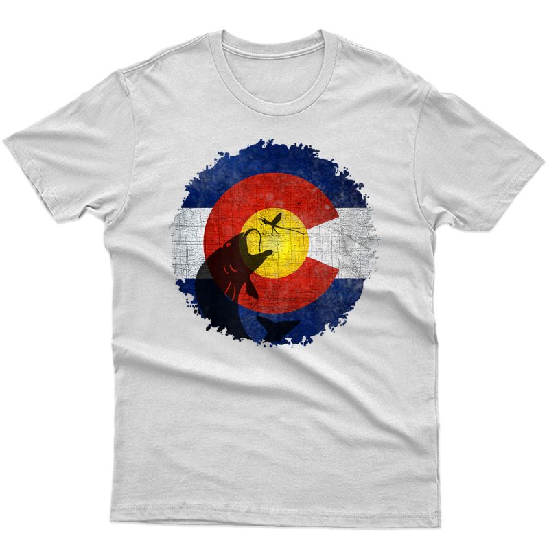 Colorado Flag T-shirt With Fly Fishing Design