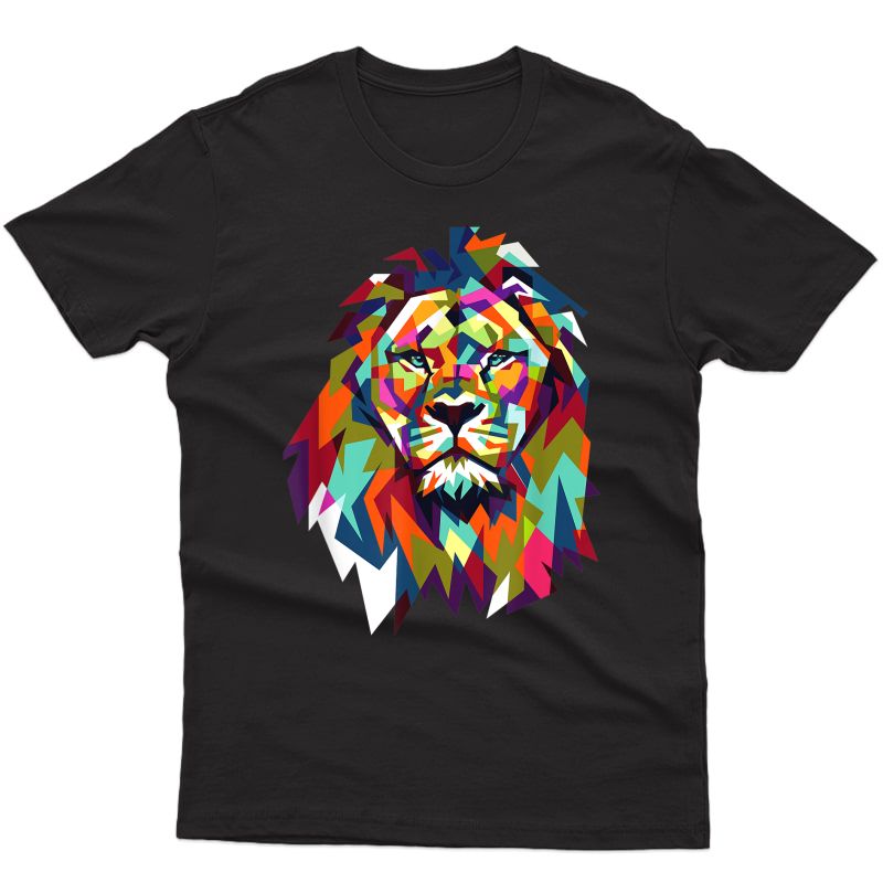 Cool Trendy Lion Geometric African Animal Leo Cat Gift Shirt