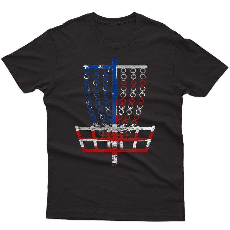 Cool Us Flag Disc Golf Basket - Fourth Of July Golfer Gift T-shirt