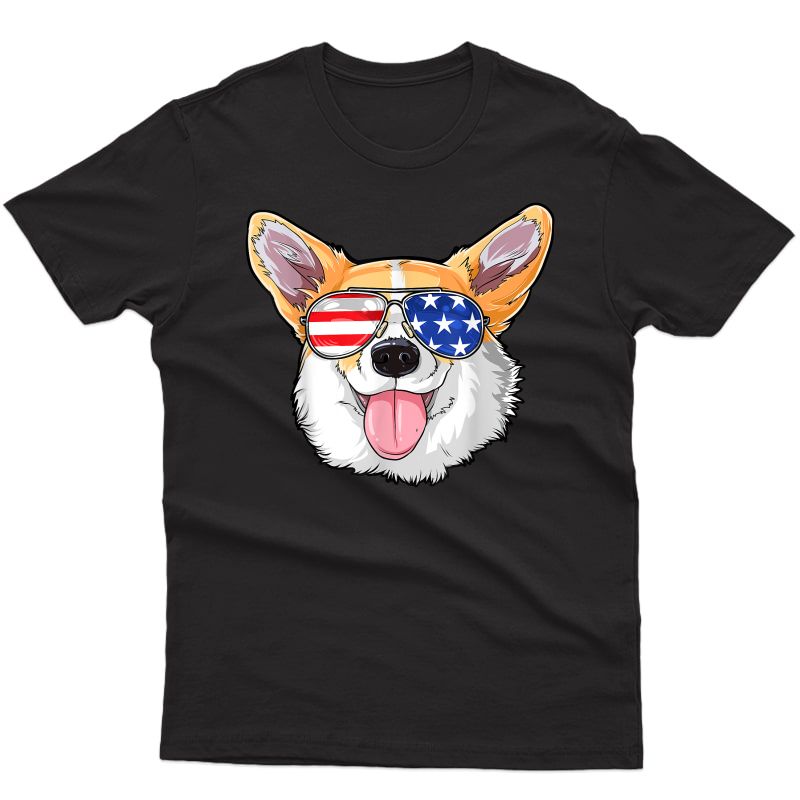 Corgi American Sunglasses T Shirt 4th Of July Dog Puppy Usa