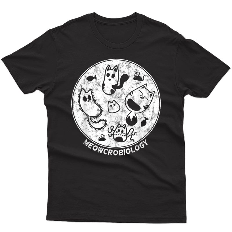 Cute Cat Distressed Bacteria Microbiology Science T Shirt