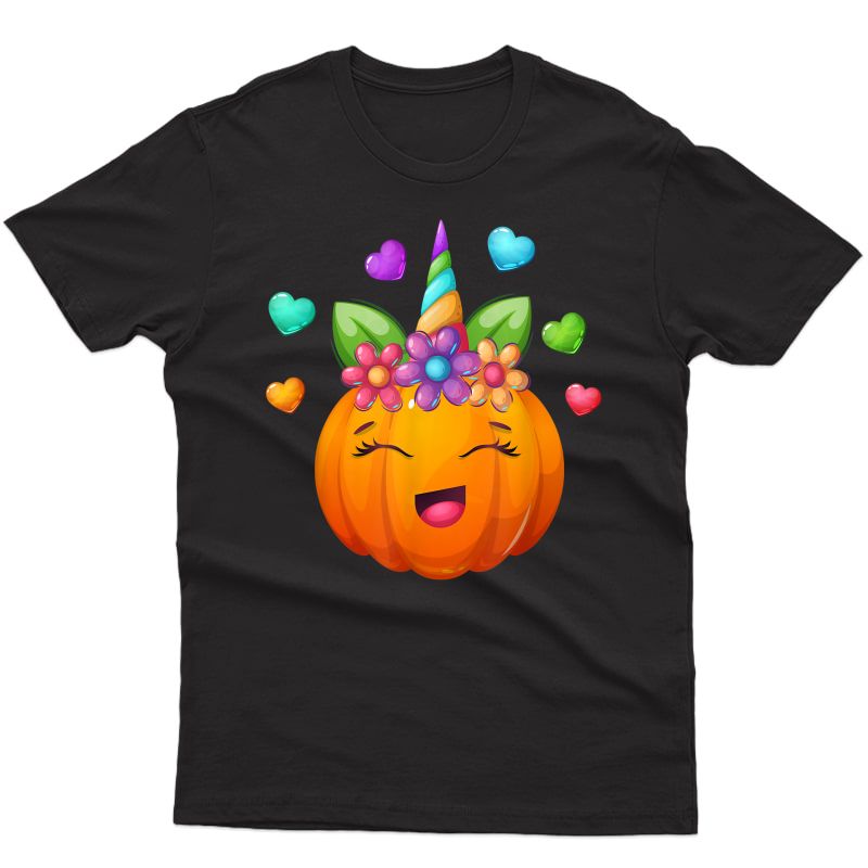 Cute Unicorn Pumpkin For Halloween T-shirt