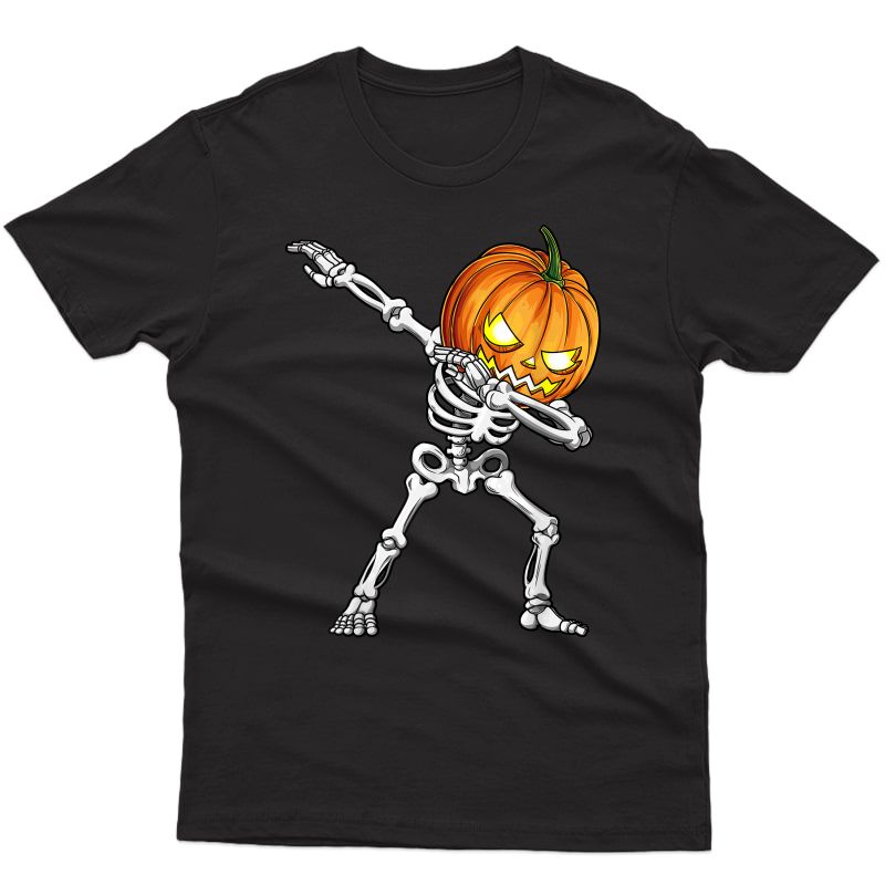 Dabbing Skeleton Pumpkin Halloween Dab Dance Costume T-shirt