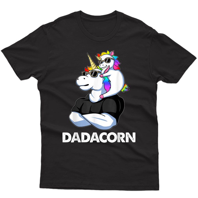 Dadacorn - Unicorn Dad And Baby Christmas Papa Sunglasses T-shirt