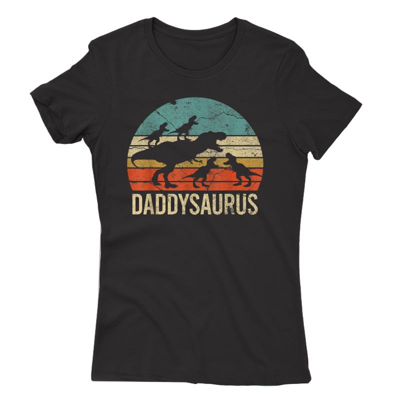 Daddy Dinosaur Daddysaurus 4 Four Gift For Father Day T-shirt