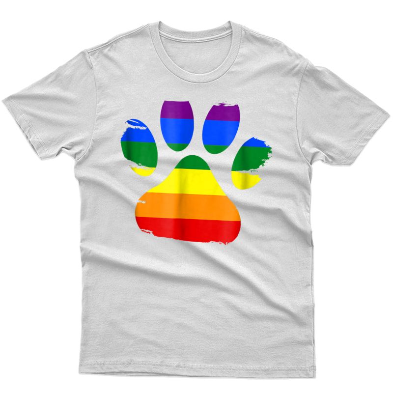 Dog Paw Rainbow Print Lgbt Pride Support Pet Lover T Shirt