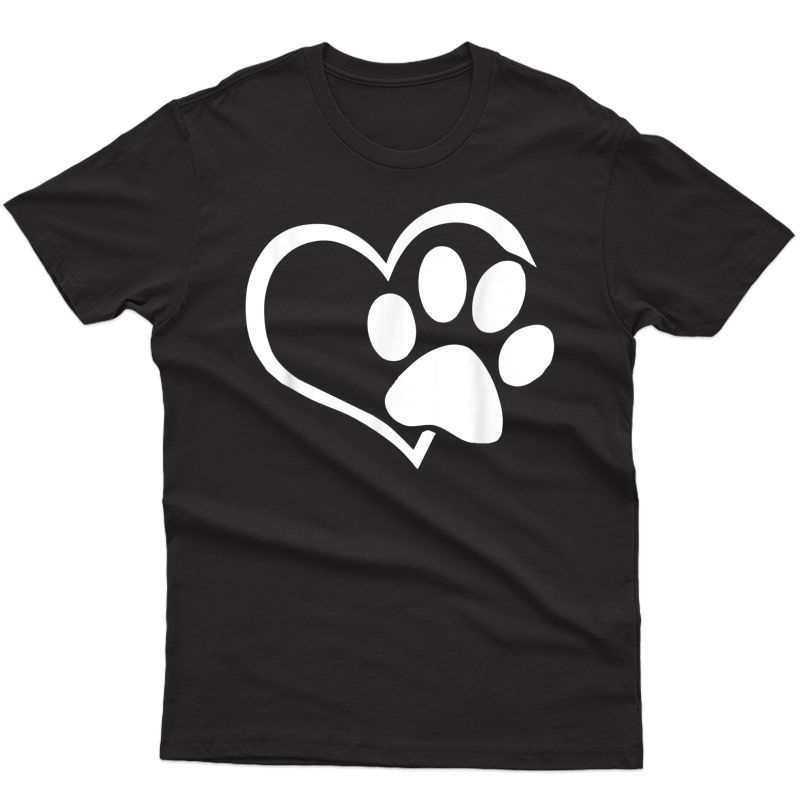 Dog Puppy Shirt - I Love Dogs Paw Print Heart Cute 