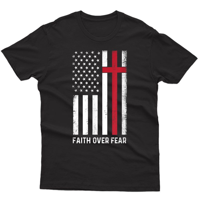 Faith Over R American Usa Flag Christian Cross Jesus T-shirt