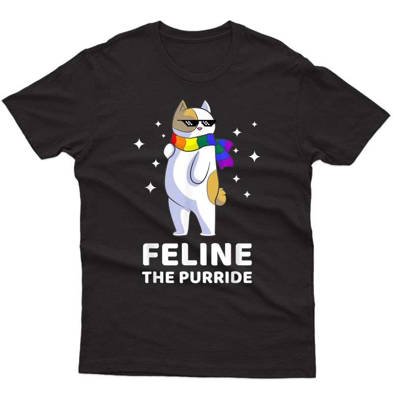 Feline The Purride Lgbt Gay Pride Cat T-shirt