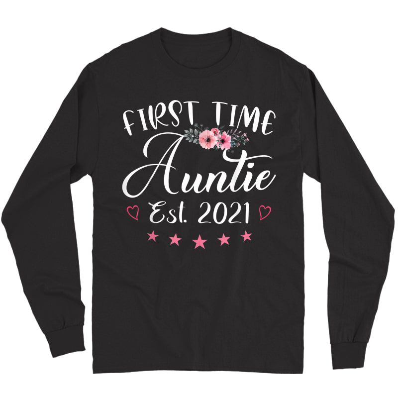 First Time Auntie Est. 2021 New Mom Gifts T-shirt Long Sleeve T-shirt