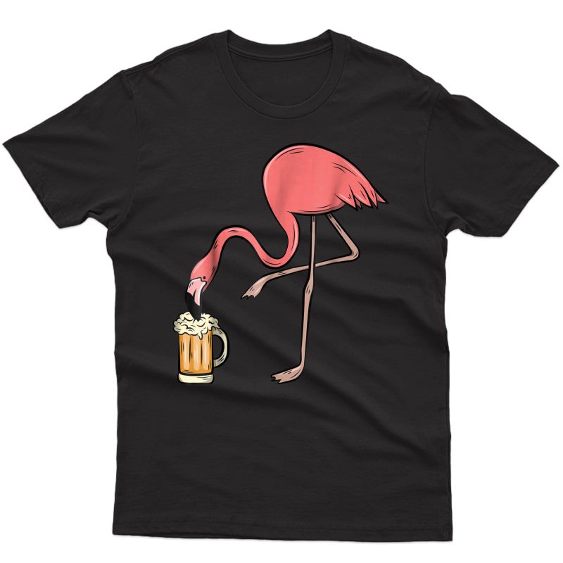 Flamingo Drinking Beer - Funny Pink Flamingo T-shirt