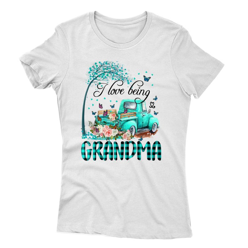 Flower Truck I Love Being Grandma Butterfly Art Mother's Day T-shirt
