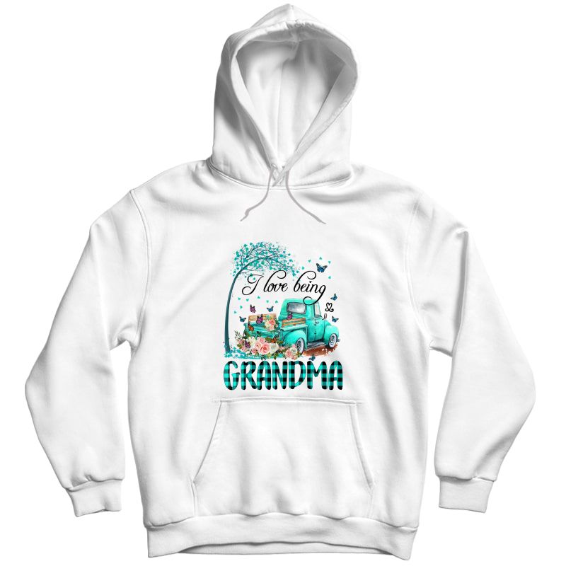 Flower Truck I Love Being Grandma Butterfly Art Mother's Day T-shirt Unisex Pullover Hoodie