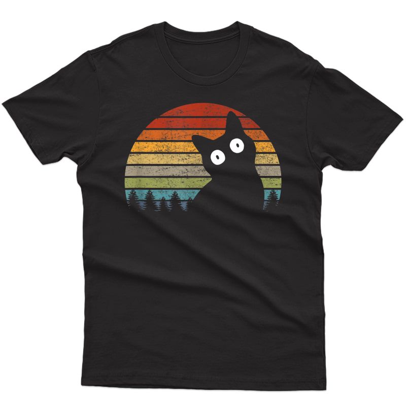 Funny Black Cat Gift For Cat Lovers, Retro Cat T-shirt