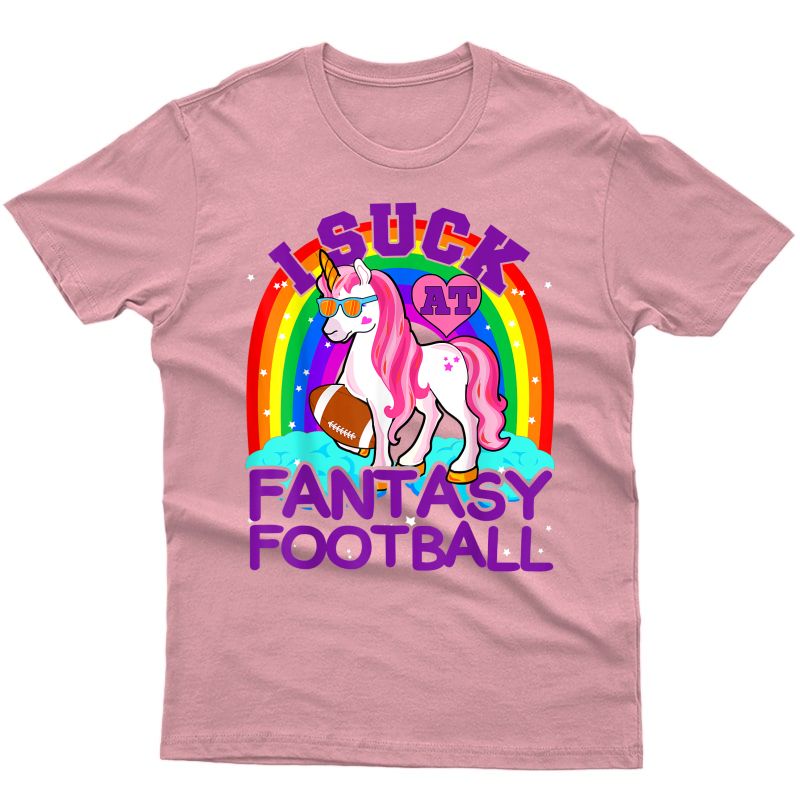 Funny I Suck At Fantasy Football Unicorn Loser Tee Pink T-shirt