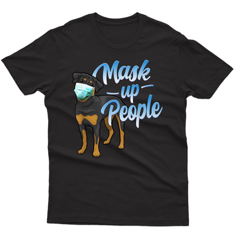 Funny Rottweiler Dog Wear Face Mask Awareness T-shirt