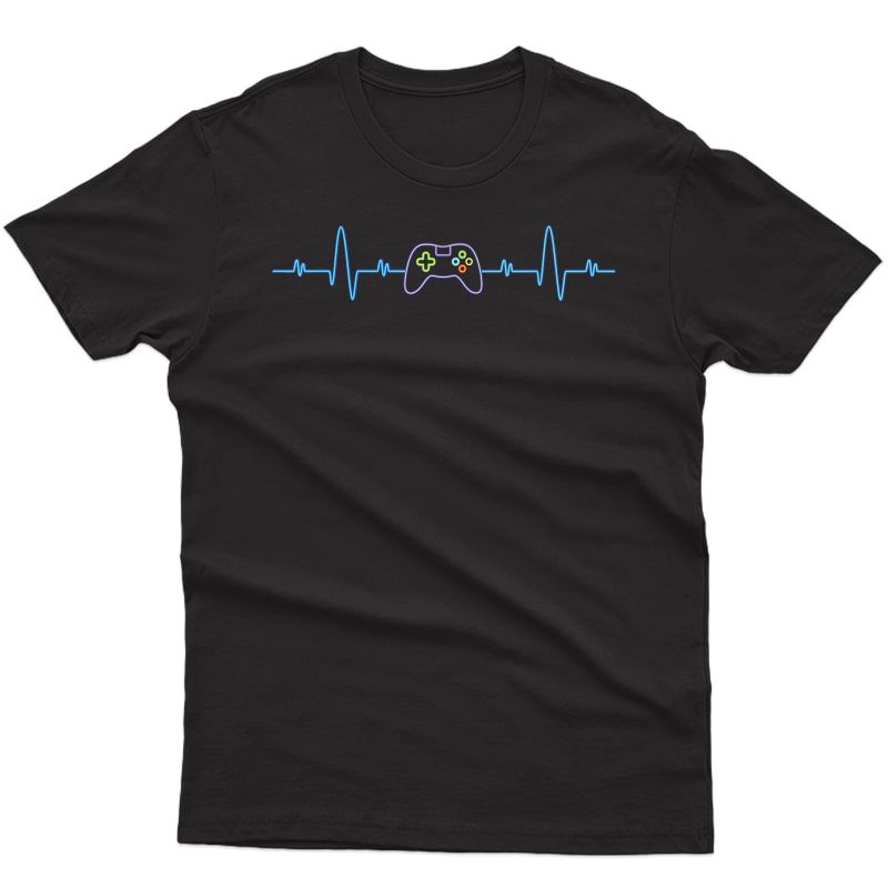 Funny Video Gamer Gift Tee Gaming Geek Heartbeat Video Gamer T-shirt