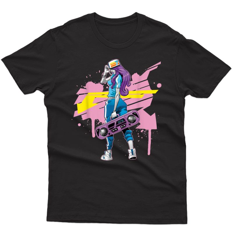 Grafi Boombox Girl Hip Hop T-shirt