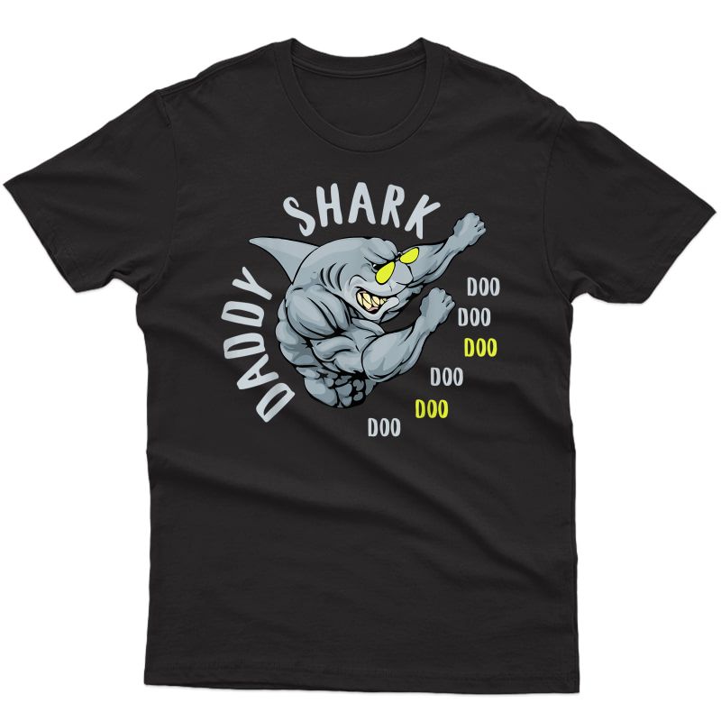 Handsome Fighting Daddy Shark T Shirts For Dad Daddy Father T-shirt