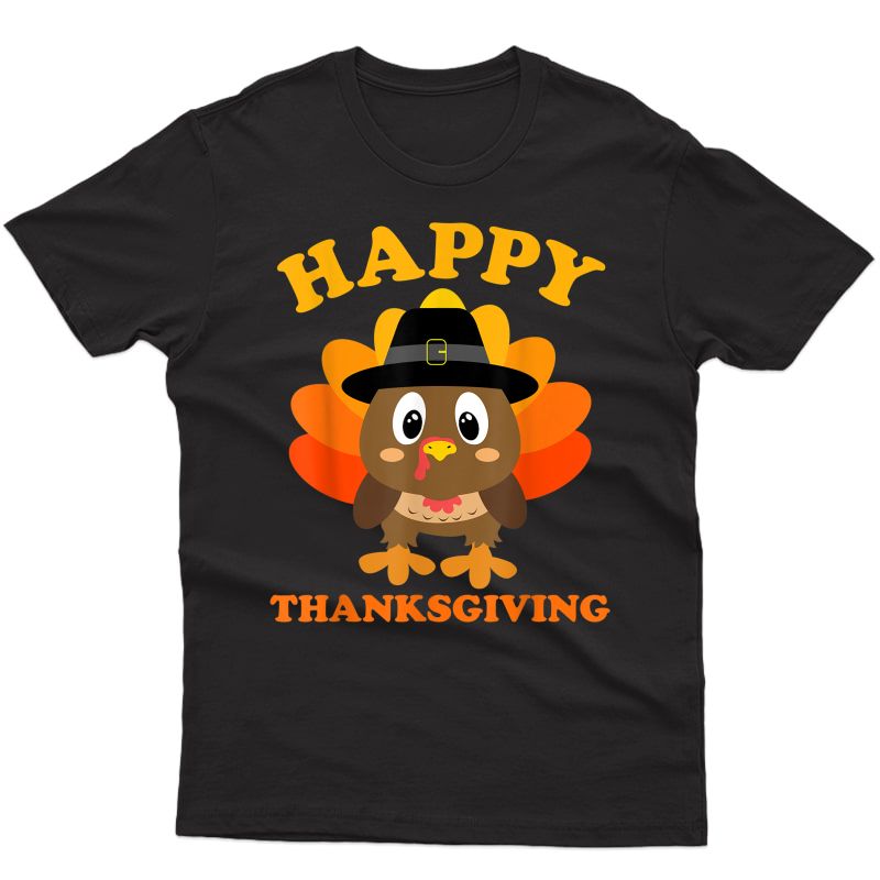Happy Thanksgiving Shirts For Girls Pilgrim Turkey T-shirt