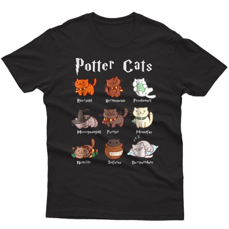 Harry Pawter Cute Kitten Potter Cats T-shirt For 