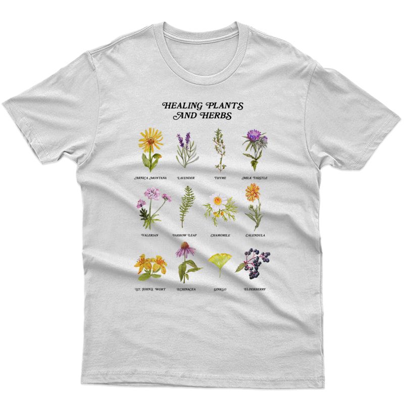 Healing Plants And Herbs Wild Flower Bohemian Garden T-shirt