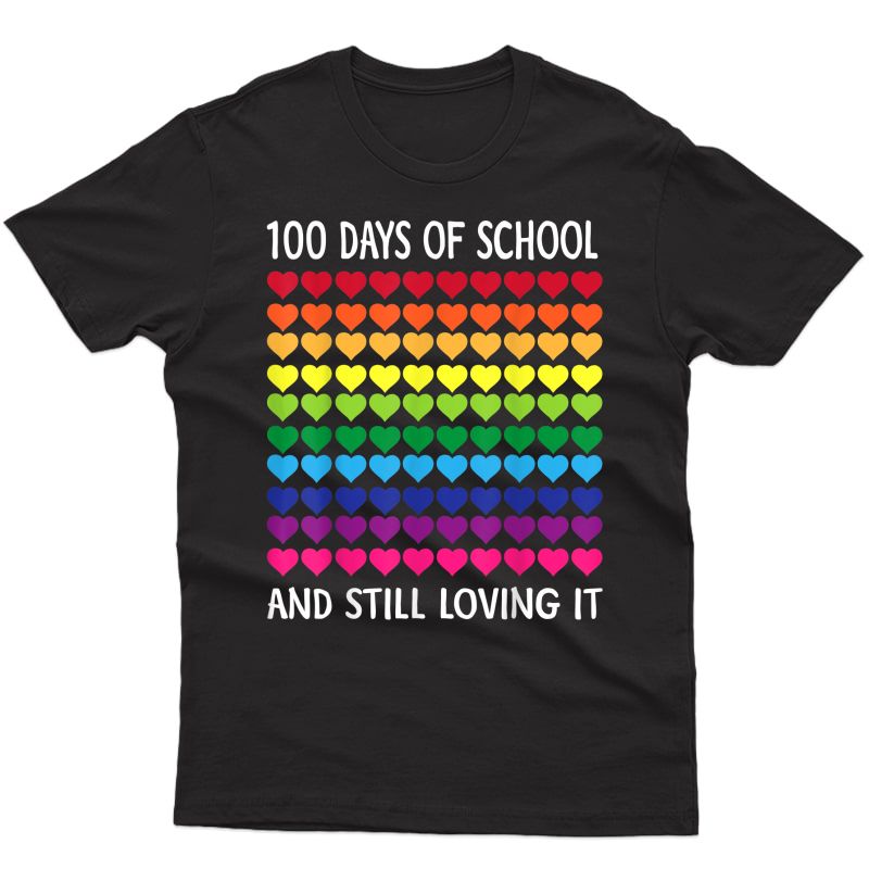 Heart Love 100 Days Of School Shirt Tea Boy Girl Gift T-shirt