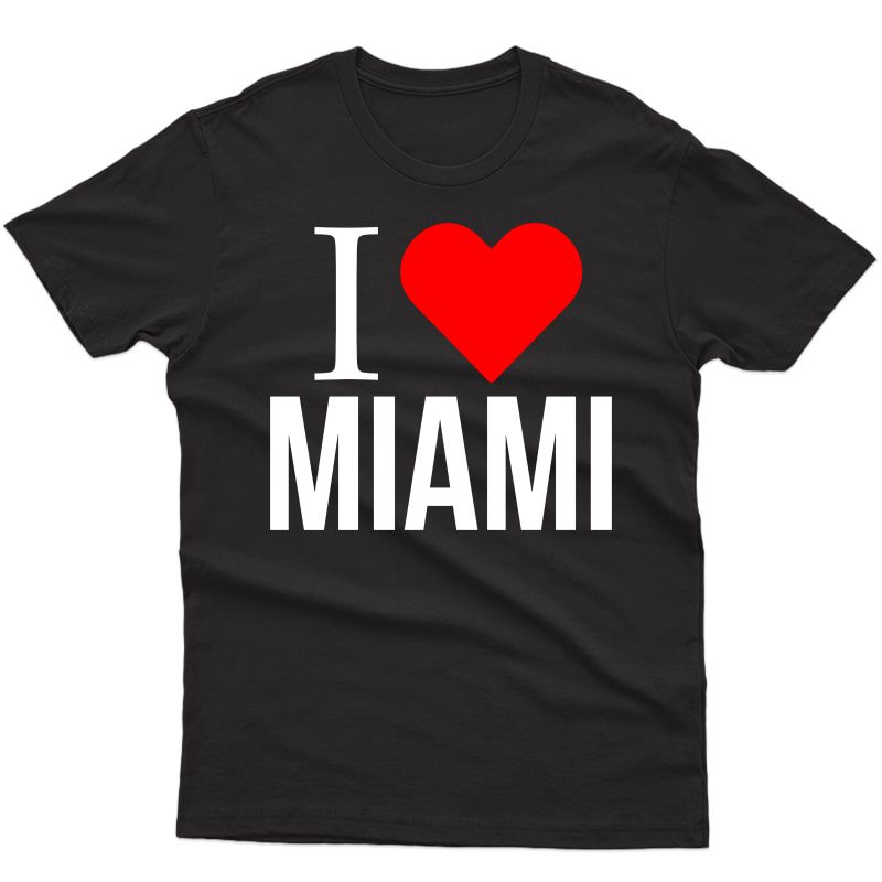 I Love Miami T-shirt Tee Red Heart Miami Florida