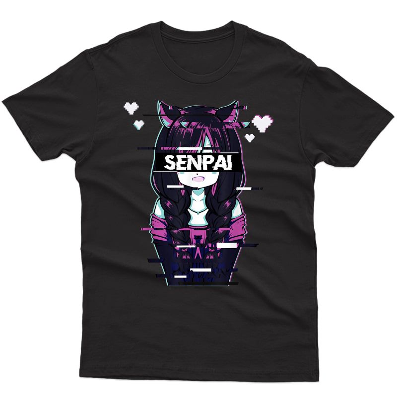 Japanese Anime Cat Girl - Notice Me Senpai Vaporware T-shirt