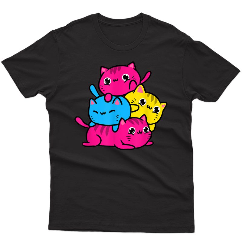 Kawaii Cat Pile Pan Pride T-shirt