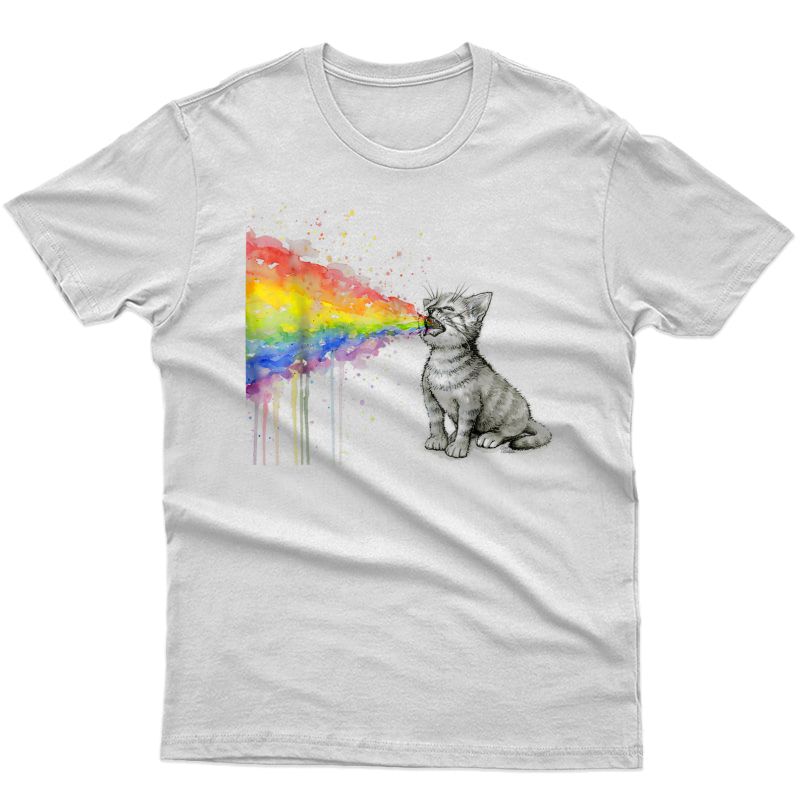 Kitten Rainbow Vomit Funny T-shirt Rainbow Cat Shirt