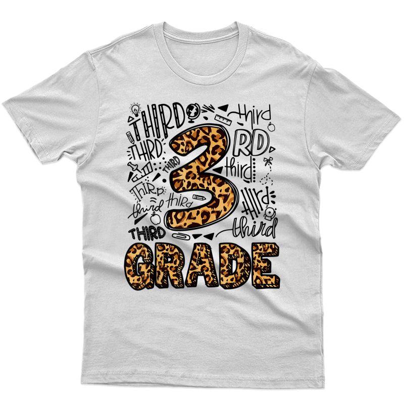Leopard Print 3rd Grade Tea Gift Back To School T-shirt
